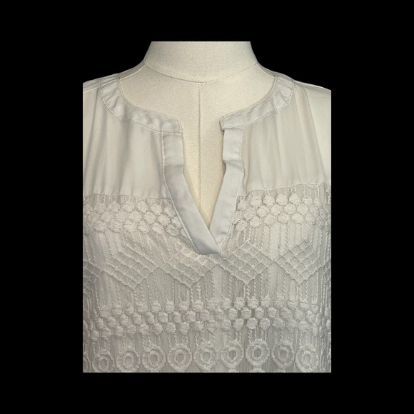 🆕 🤍✨ NWOT ZAC & RACHEL Cream Lace Detail Boho Blouse | Sz M - Picture 2 of 9